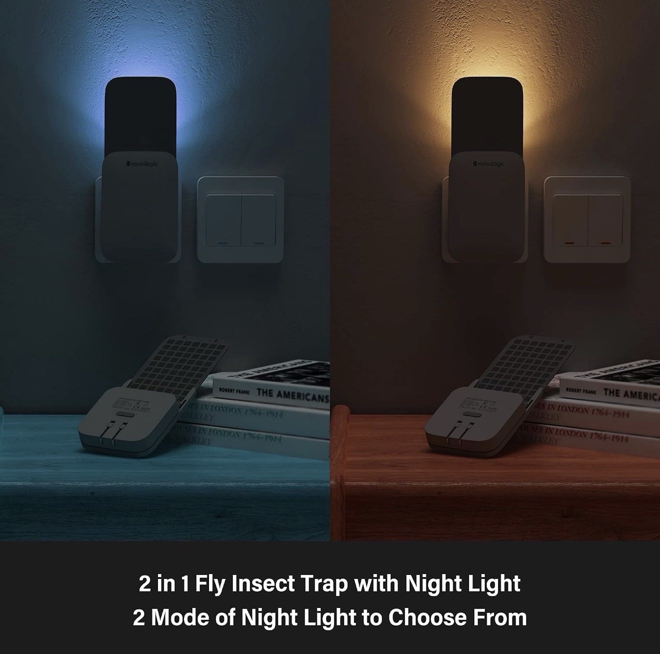 2-Pack Mosalogic Indoor Flying Insect Trap Mosquito, Gnat With UV Night Light