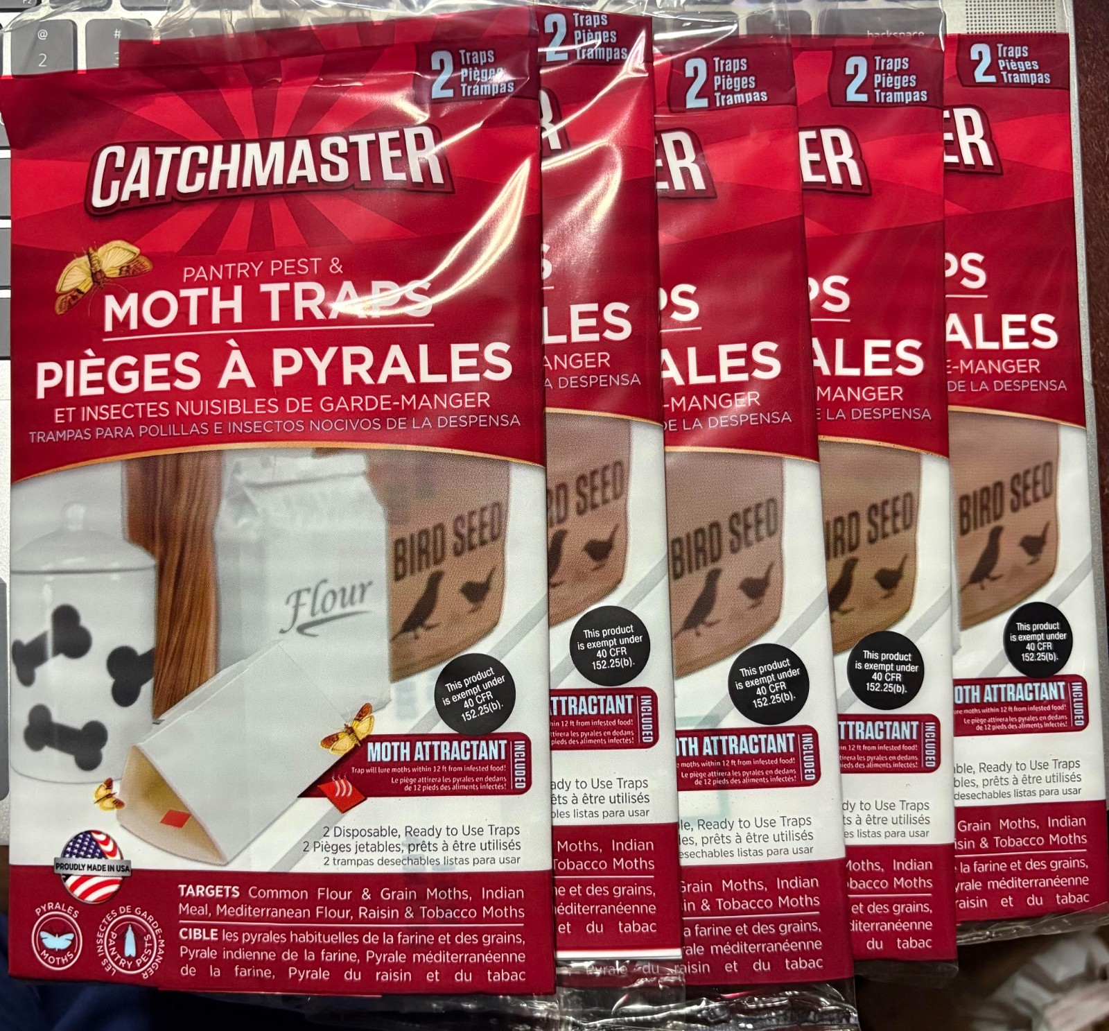 Catchmaster Pantry Pest & Moth Pheromone Infused Glue Board Traps Indian Meal