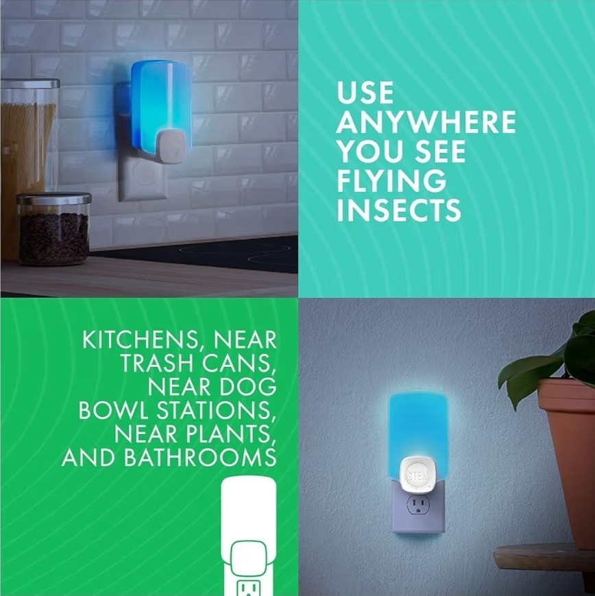 STEM Indoor Fruit Fly Light Trap, 2 Pack Plug-ins and 4 Cartridge Starter Kit