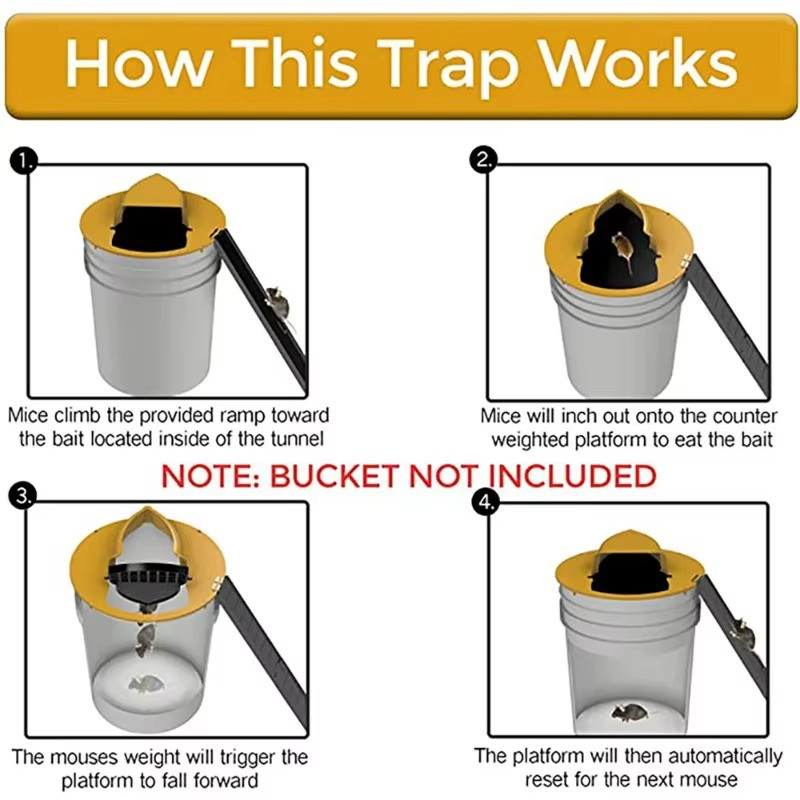 1- 4 Set of Bucket Lid Mouse Rat Trap Bucket Mousetrap Catcher US FAST SHIPPING