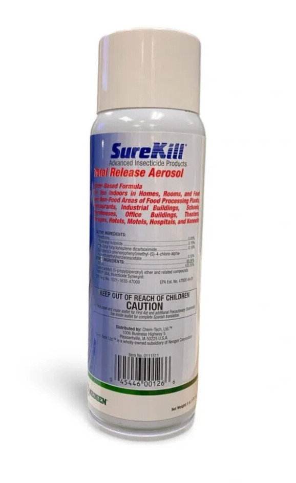 6 oz SureKill Total Release Aerosol Fogger Roaches Flies Fleas Ticks Spiders etc