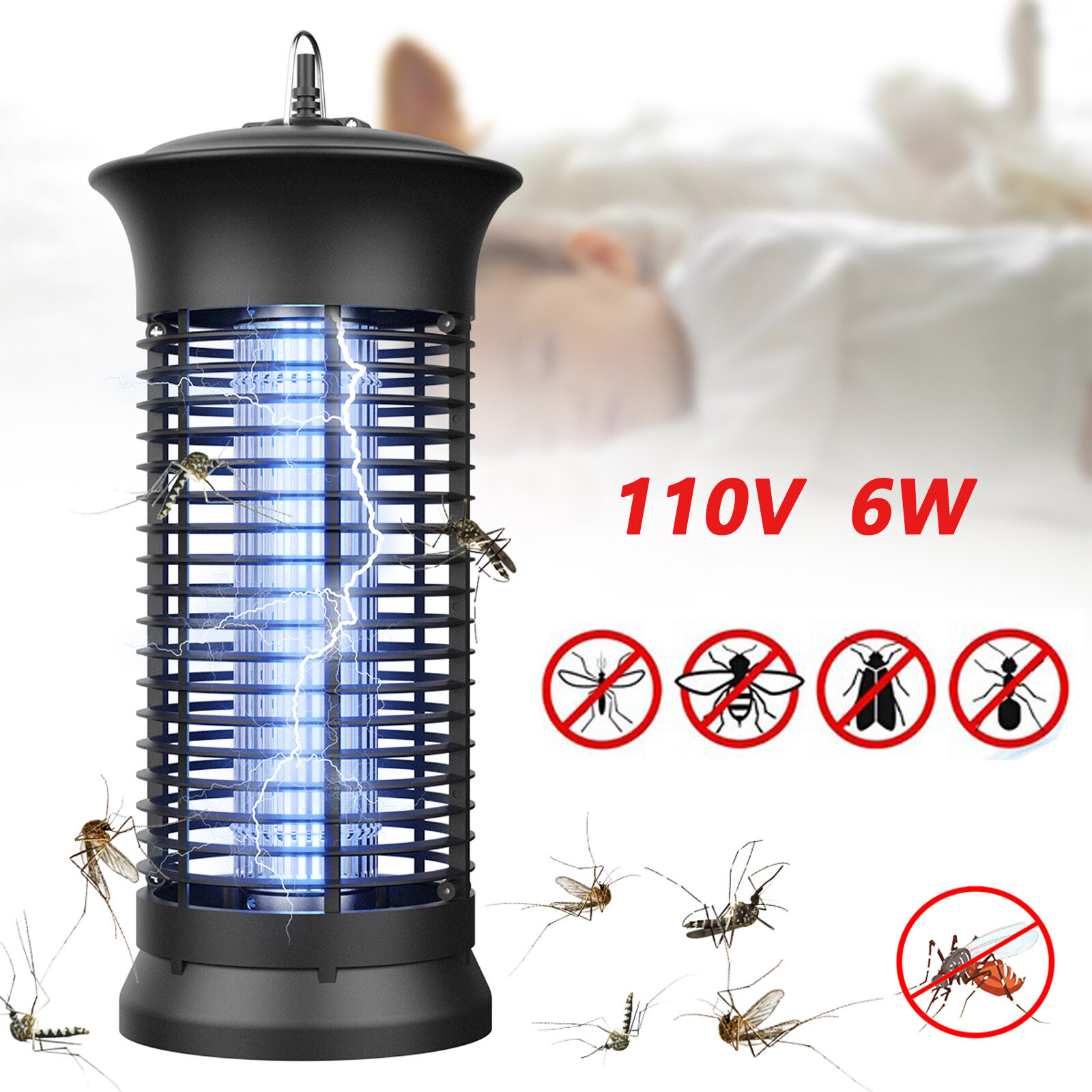 110V 6W Electric Fly Gnat Killer Lamp Pests Fly Insect Trap Mosquito Bug Zapper