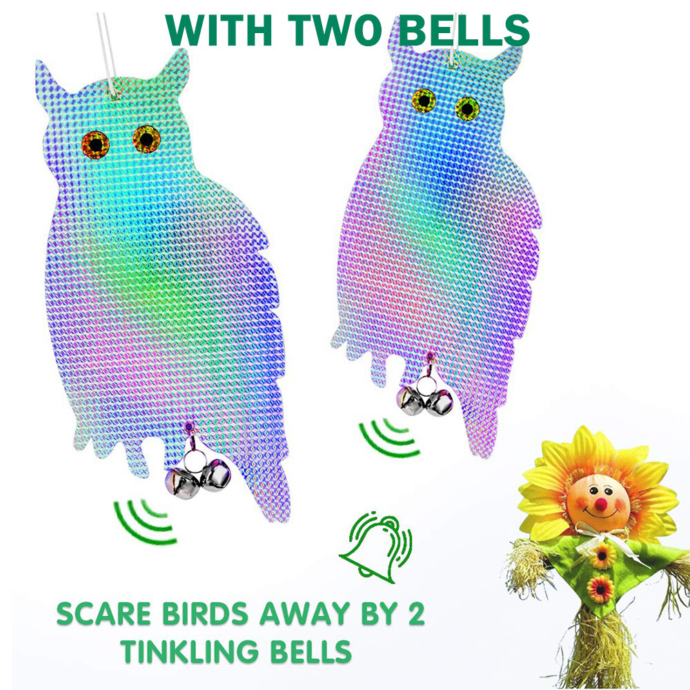 2pcs Bird Scare Repellent Reflective Yard Garden Hanging Device Fake Owl Decoy