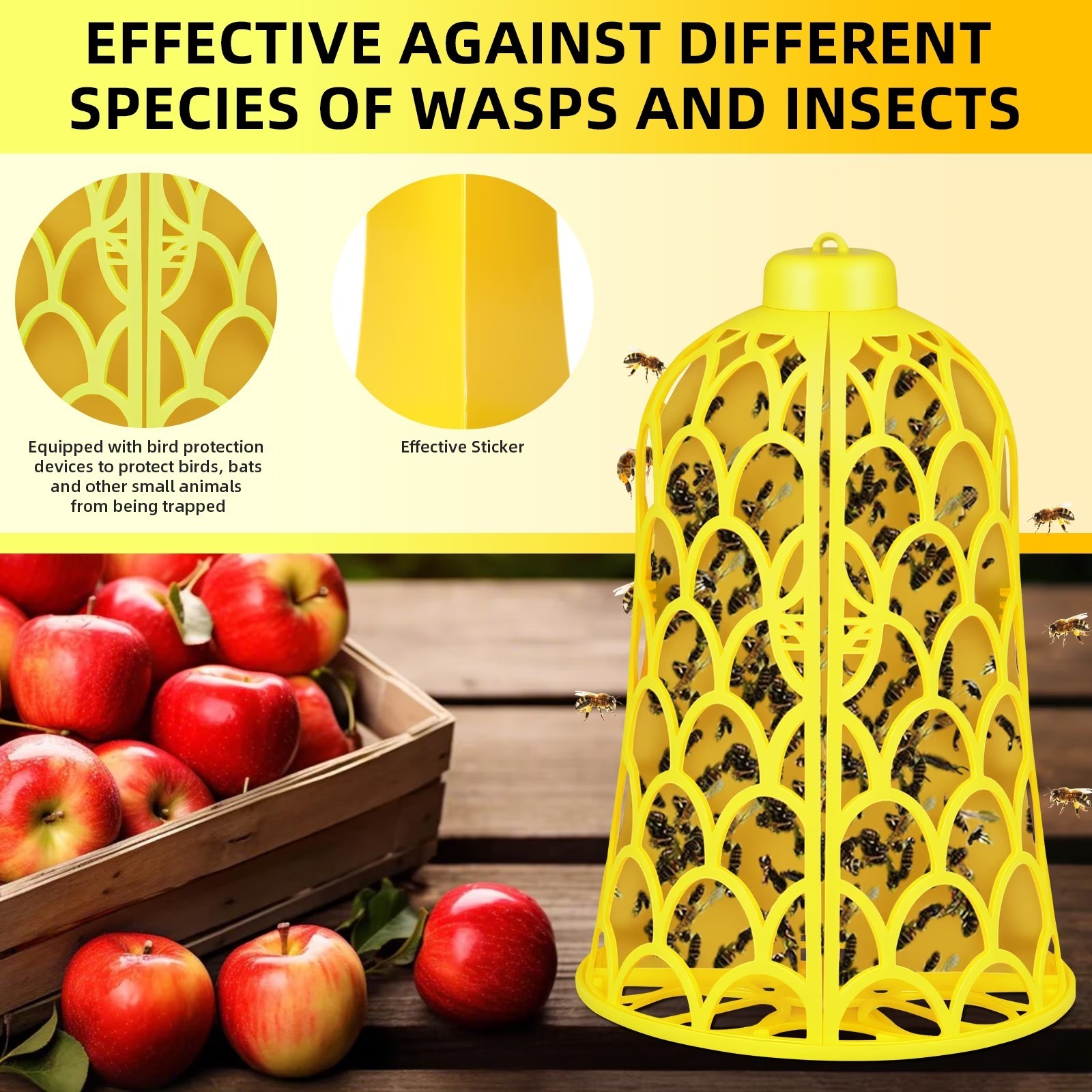 2 Pack Wasp Trap Bee Catcher Hanging Carpenter Bee Traps Non-Toxic Reusable