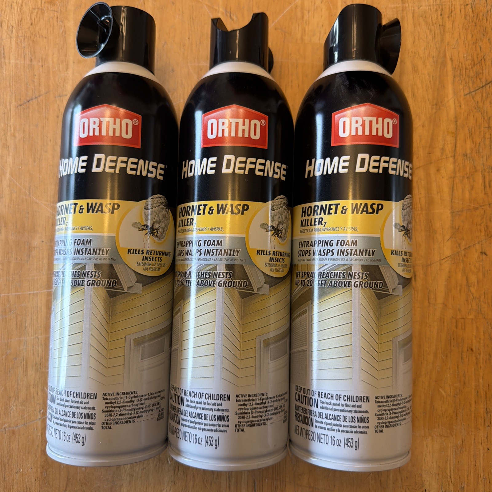 ORTHO Home Defense Hornet & Wasp Killer – 16 Oz (3-pack) Entrapping Foam, New