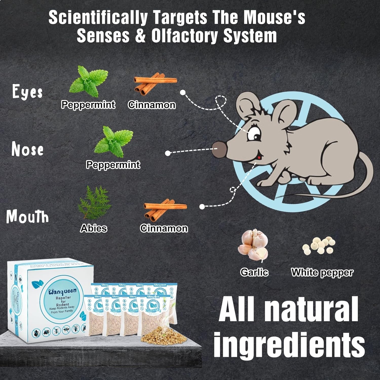 Vamoose Natural Rodent Repellent – 8 Pack Peppermint Oil – Mice & Rat Deterrent