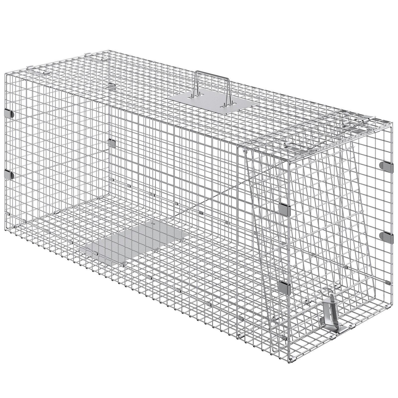 VEVOR Live Animal Cage Trap 42″ x 16″ x 18″ Humane Cat Trap Cats Squirrels Mouse