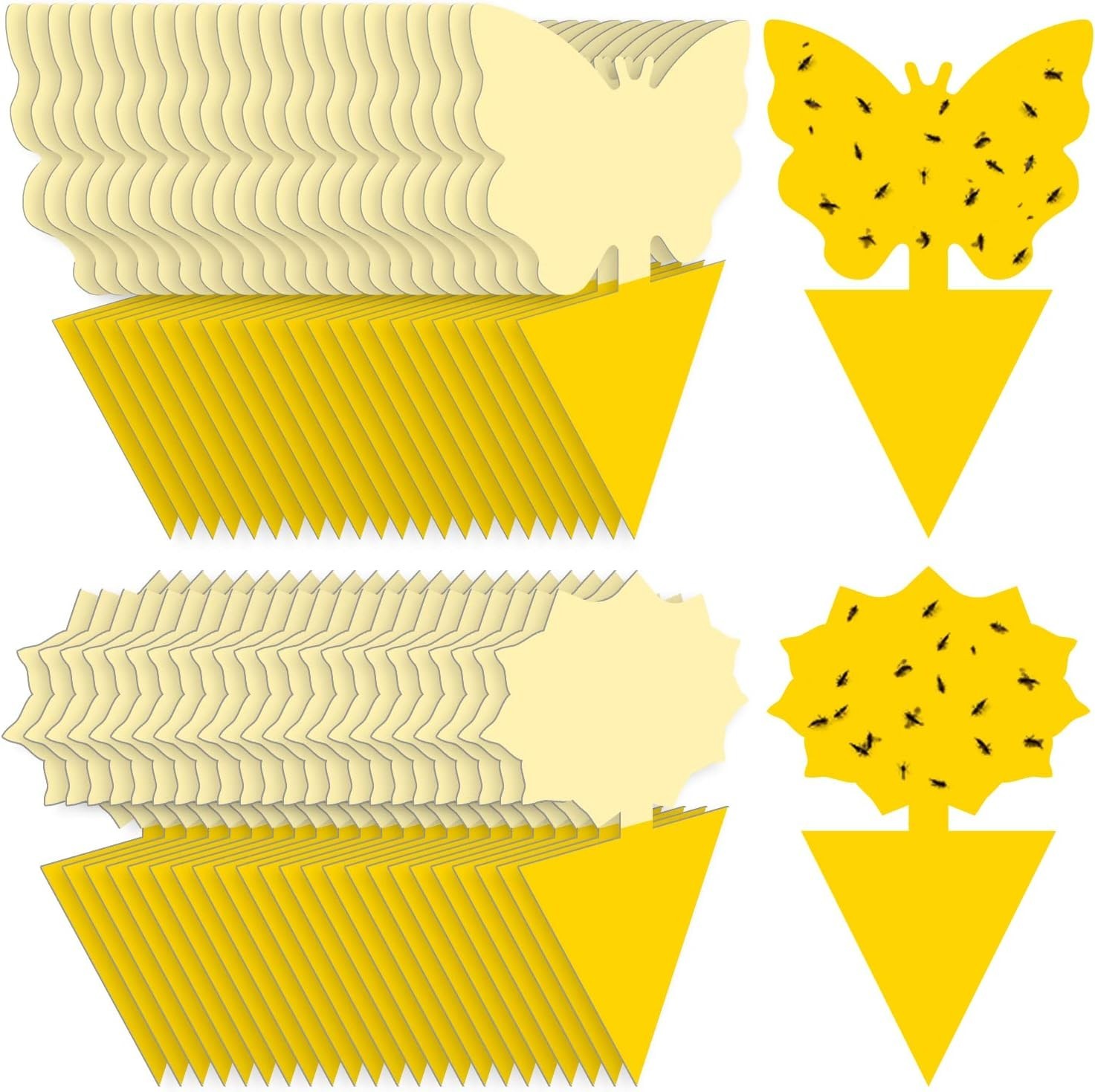 48PCS Yellow Sticky Fruit Fly Traps for Plants, Fungus Gnat Killer In/Outdoor