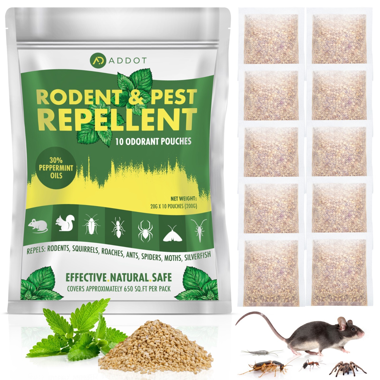 Natural Peppermint Mouse Rodent Pouches 30g 10 pack