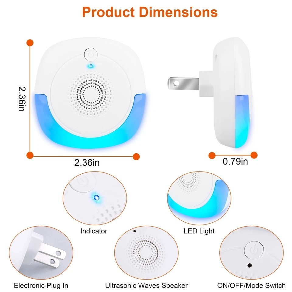6 Packs Ultrasonic Pest Repellers Plug-In Indoor Pest Control Mouse Repellent