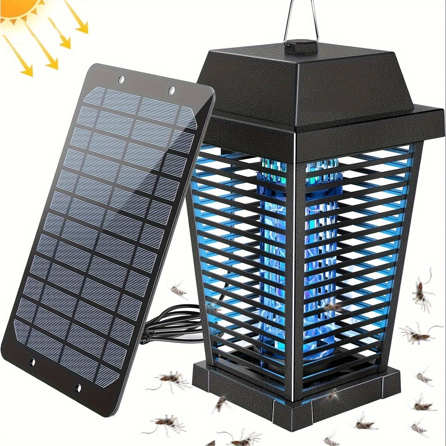 4500V Electric Solar Bug Zapper Outdoor, Mosquito Zapper Waterproof Fly Zapper,l