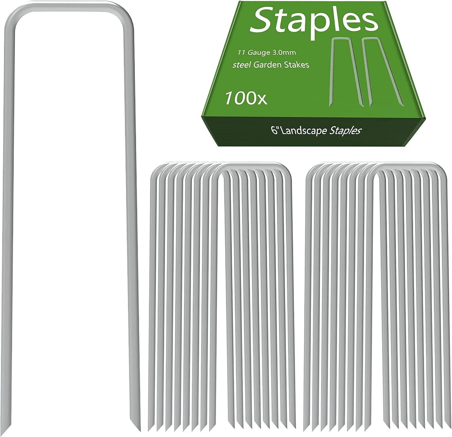 6 In. Heavy Duty Steel Garden Staples Weed Barrier Landscape Fabric 100-Pack