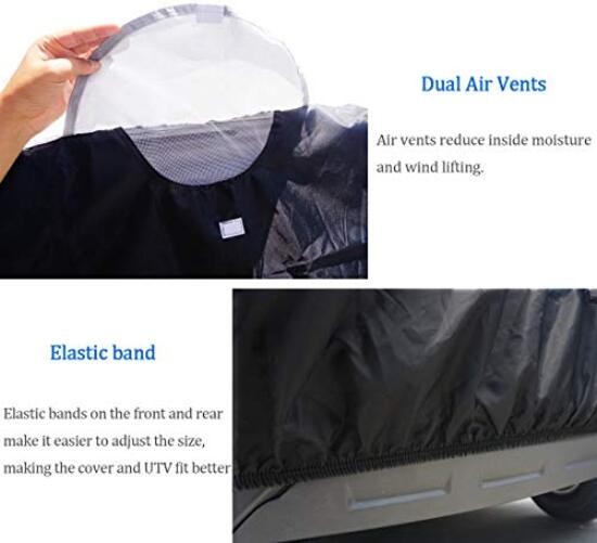 UTV Cover with Heavy Duty 420D Oxford Fabric, Side 4-6 Passenger Black & Silver