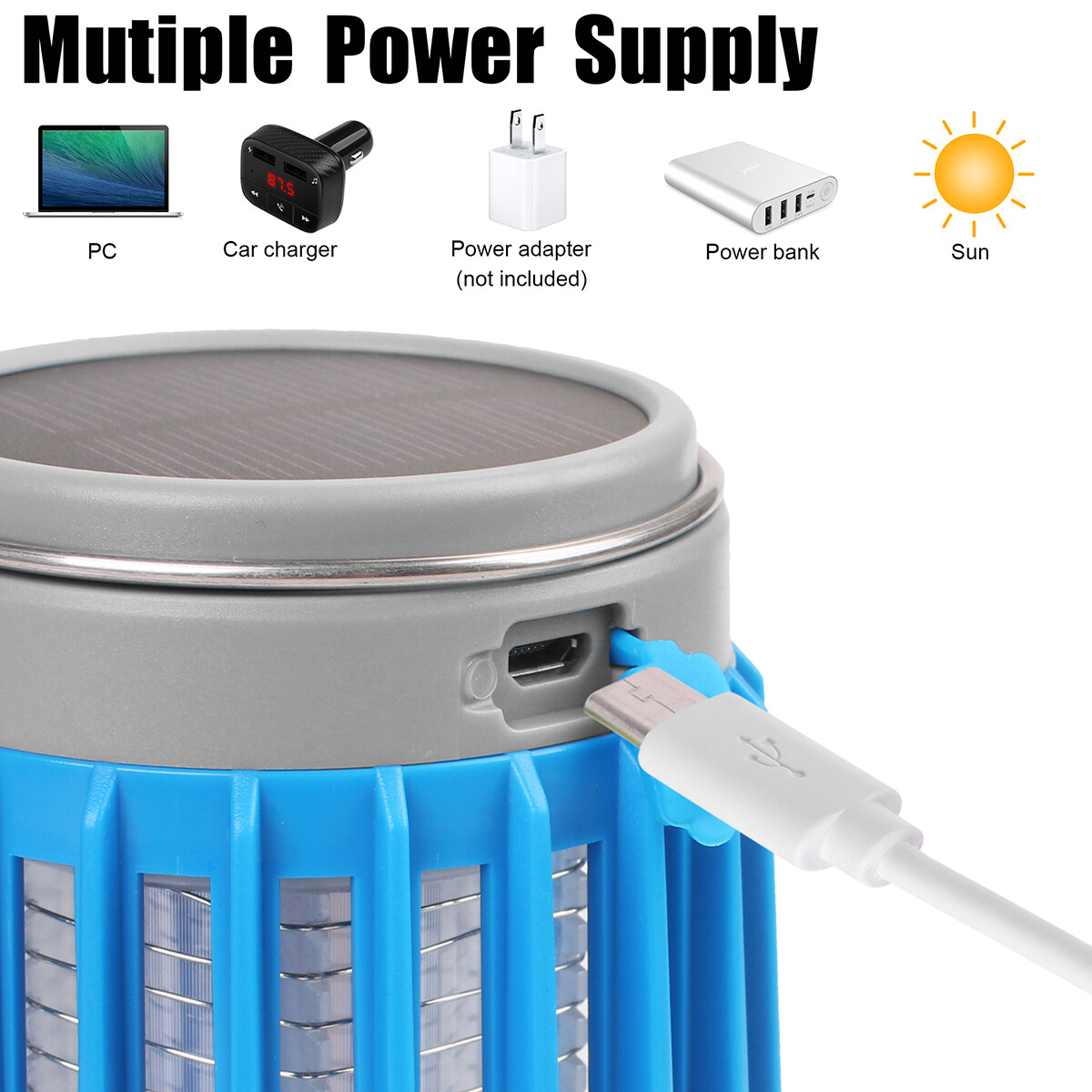 Solar Power Mosquito Killer Lamp Fly Insect Bug Zapper LED Light Camping Lantern