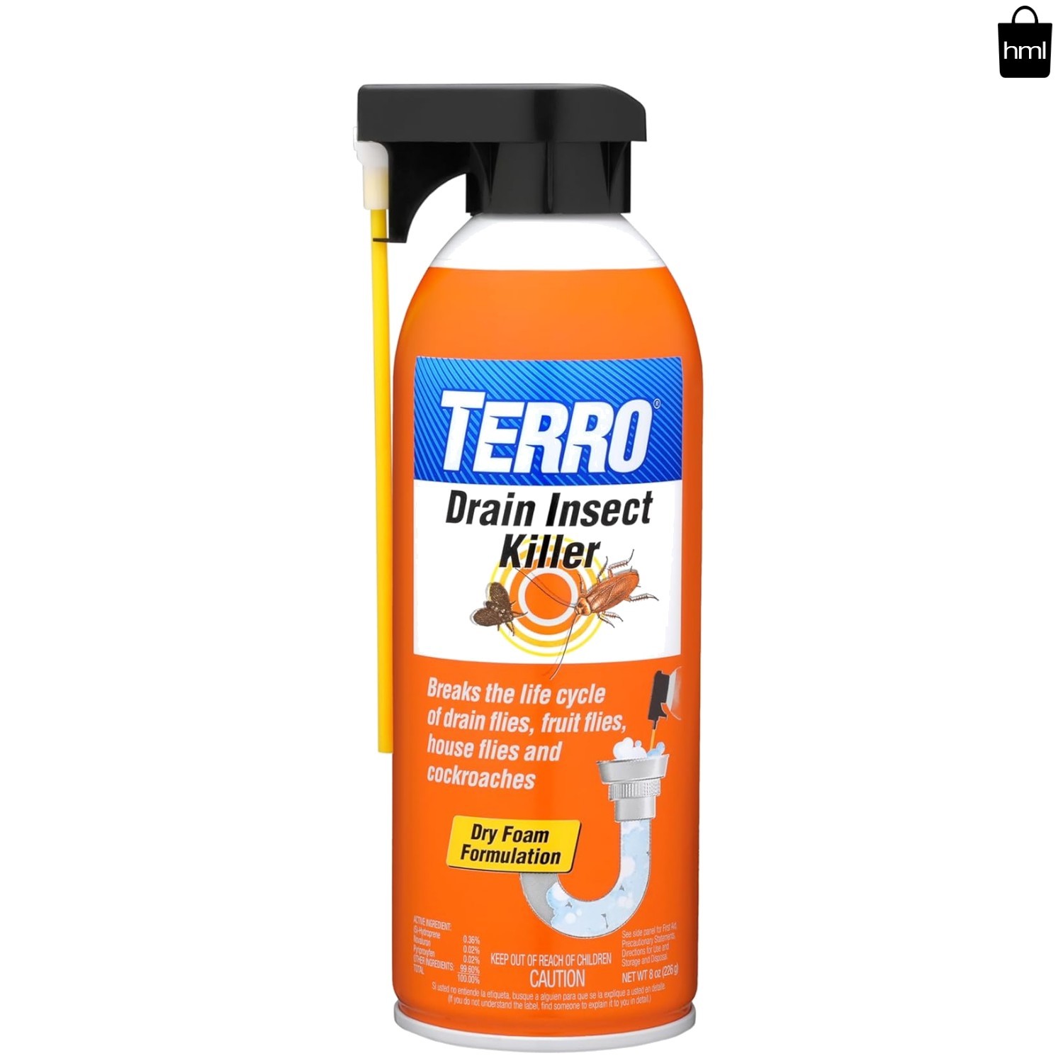 TERRO T590 Drain Insect Killer Foam 1-Pack – Indoor Infestation Treatment for Co