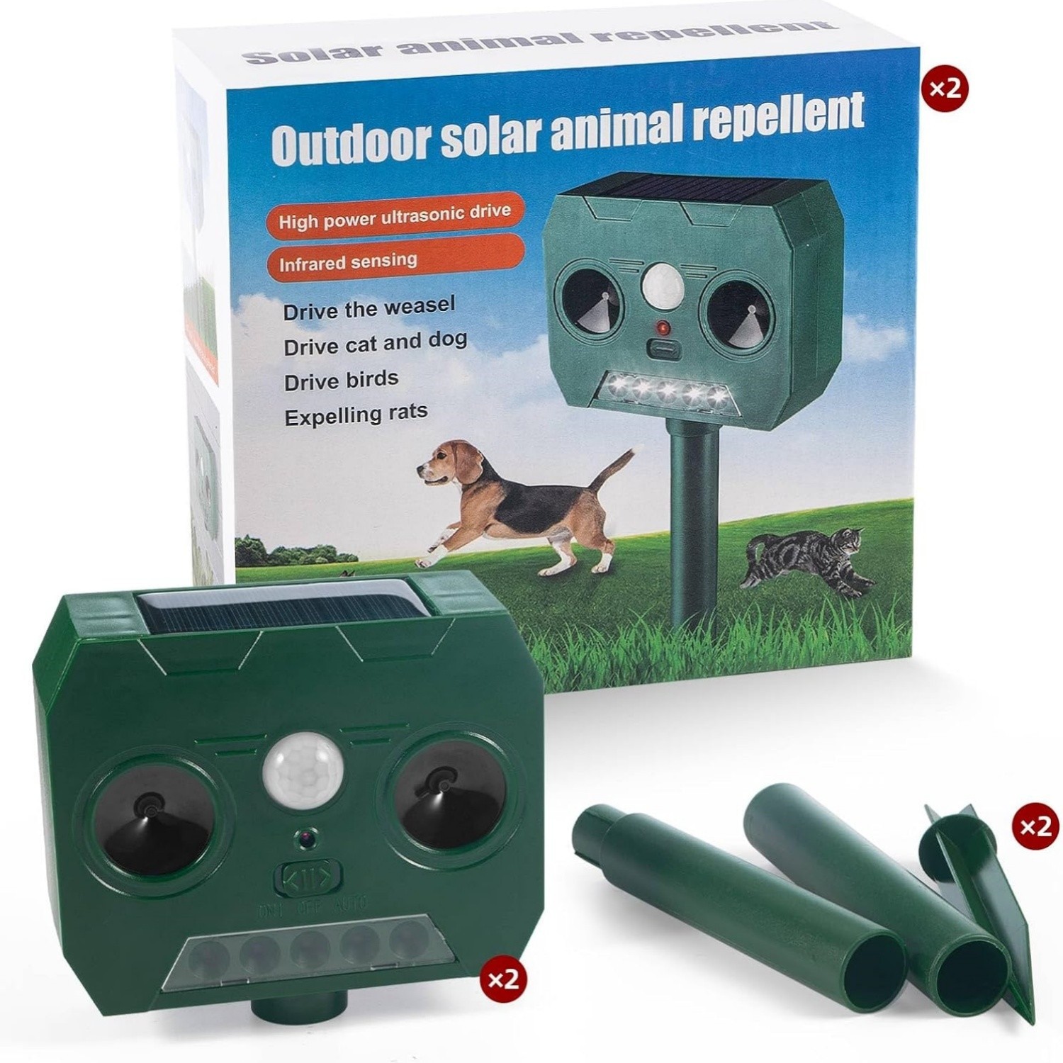 4PCS solar ultrasonic animal repellent outdoor motion sensor Repellent Devices