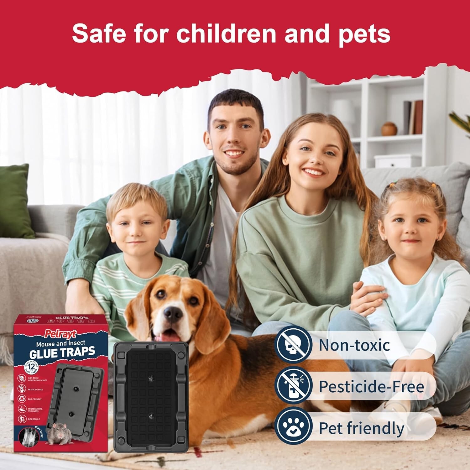 Mouse & Insect Traps 12 Pack, Heavier Sticky Traps with Non-Toxic Glue for Mice