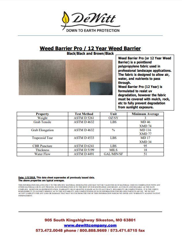 DeWitt Weed Barrier Pro Black 2FT X 300FT 3 OUNCE