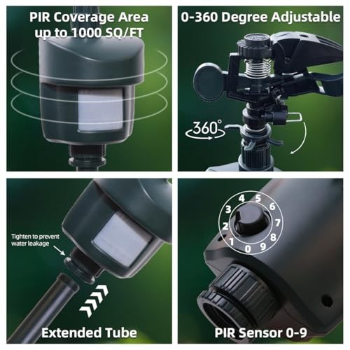 Motion Activated Sprinkler to Deter Animal Cat, Birds, 1 unit[no solar panel]