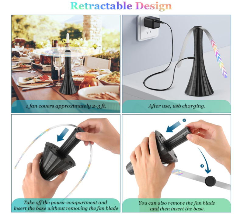 1 Fly Fan for Tables Rechargeable, Flies Fan USB, Fly Repellent Outdoor Patio(M6