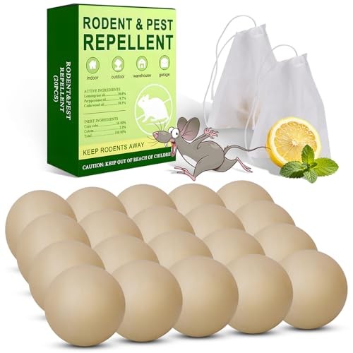 20 PCS Mouse Repellent Balls, Peppermint Oil Pest Control Repeller for Rodents