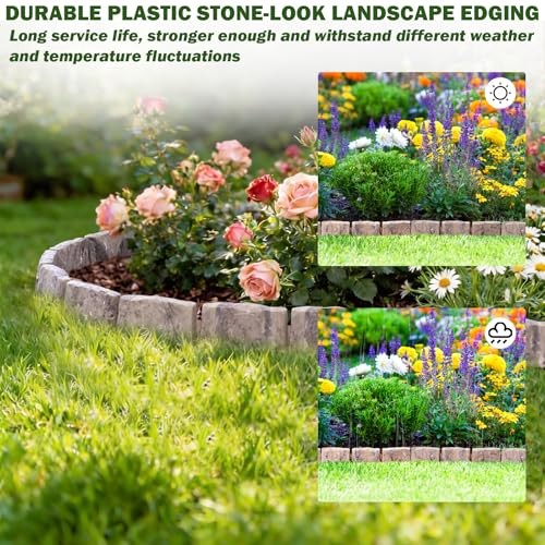 Landscape Edging Garden Edging Border Faux Stone Edging,17FT x 2.75 in Tall