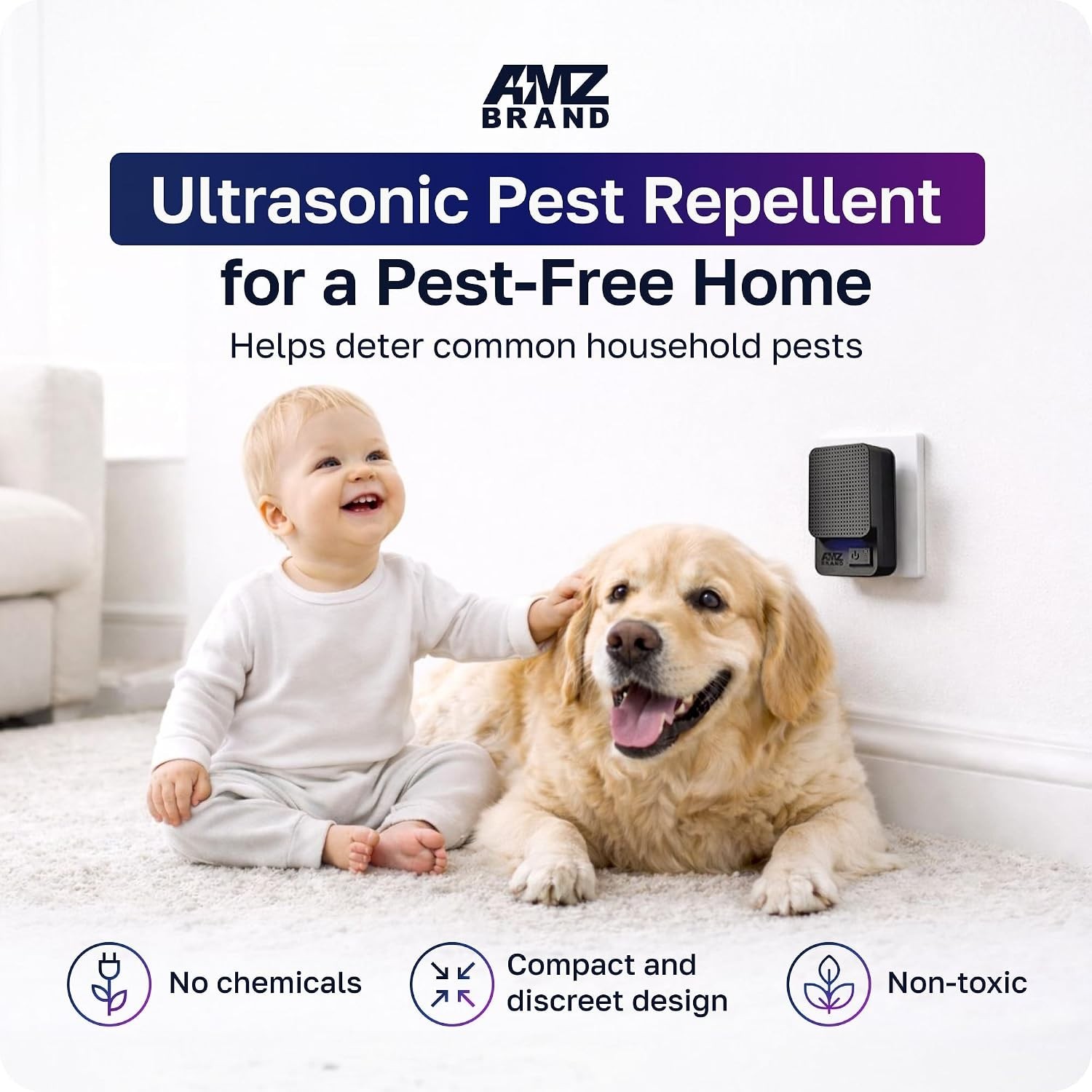 2-Pack Ultrasonic Pest Repeller: Silent Rodent & Insect Deterrent, 3 Modes