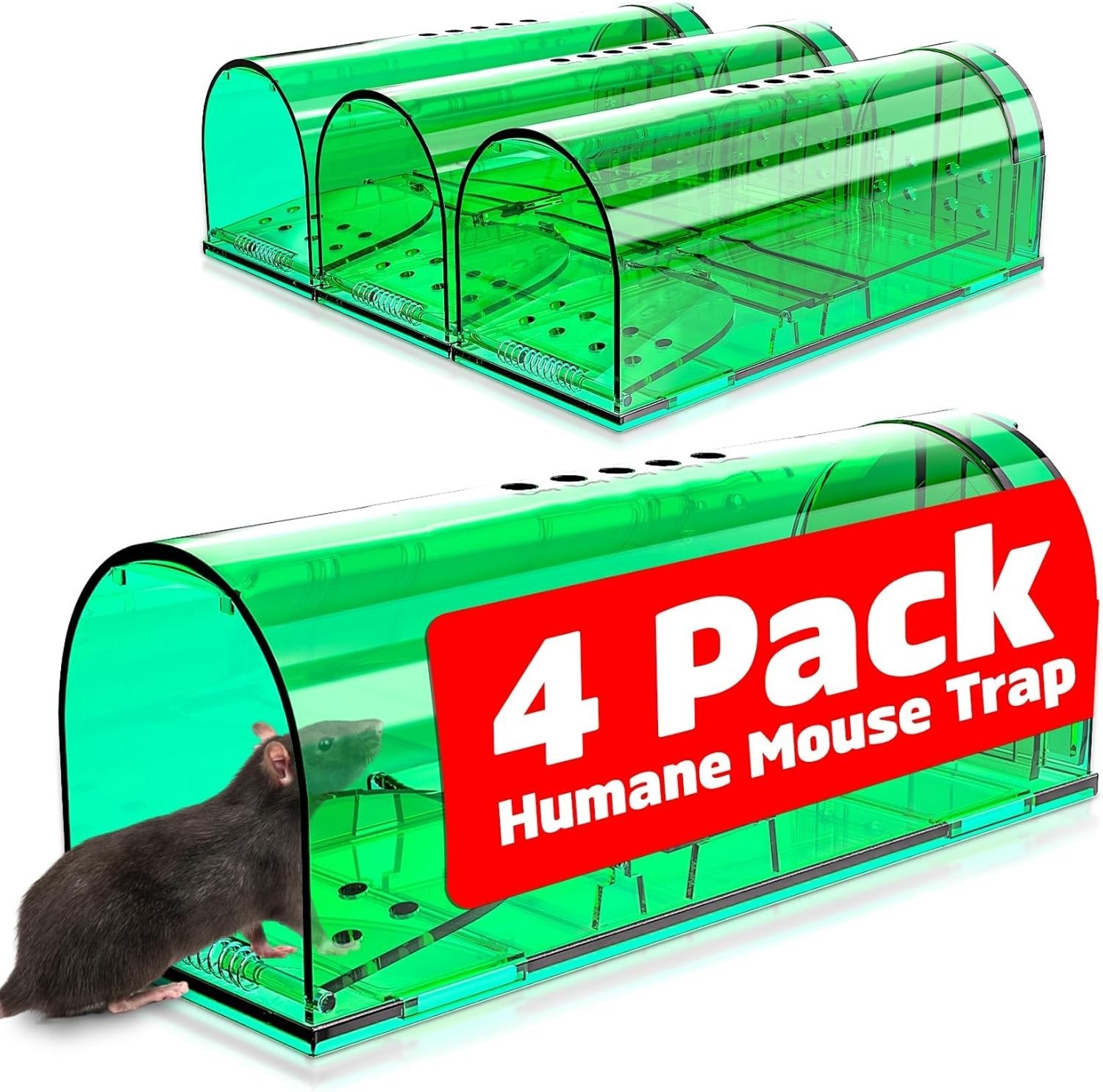 Eco-Friendly Live Mouse Traps – 4 pcs Reusable, Child & Pet Safe Design