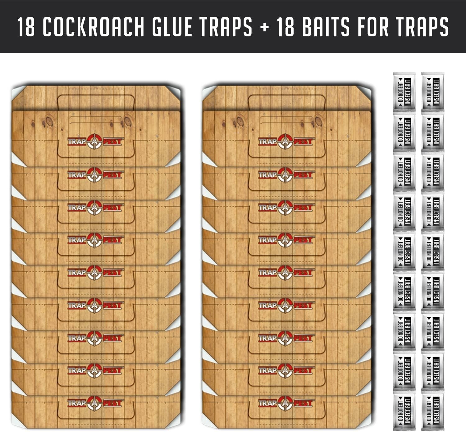 Roach Traps Indoor Sticky (18 Pack) – Glue Traps for Roaches Bug Traps with Roac