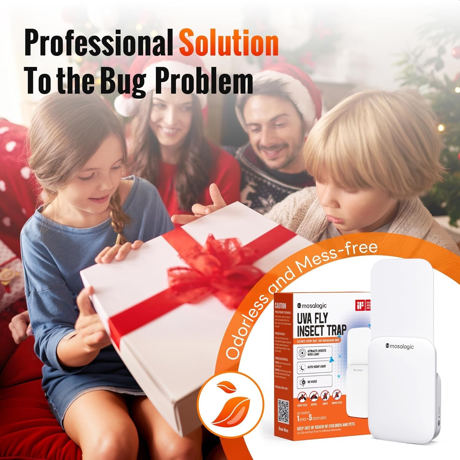 Chemical-Free Indoor Insect Trap: 600 Sqft Coverage, Includes Soft Night Light