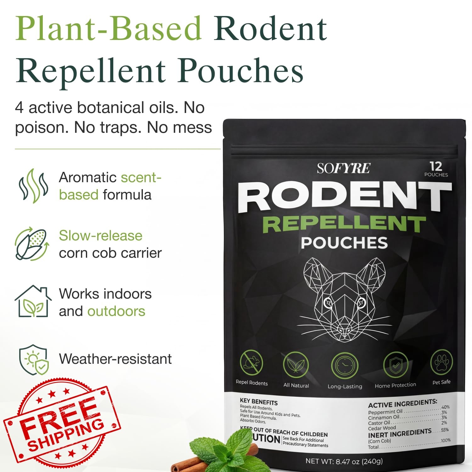 SoFyre Rodent Repellent Pouches 12-Pack