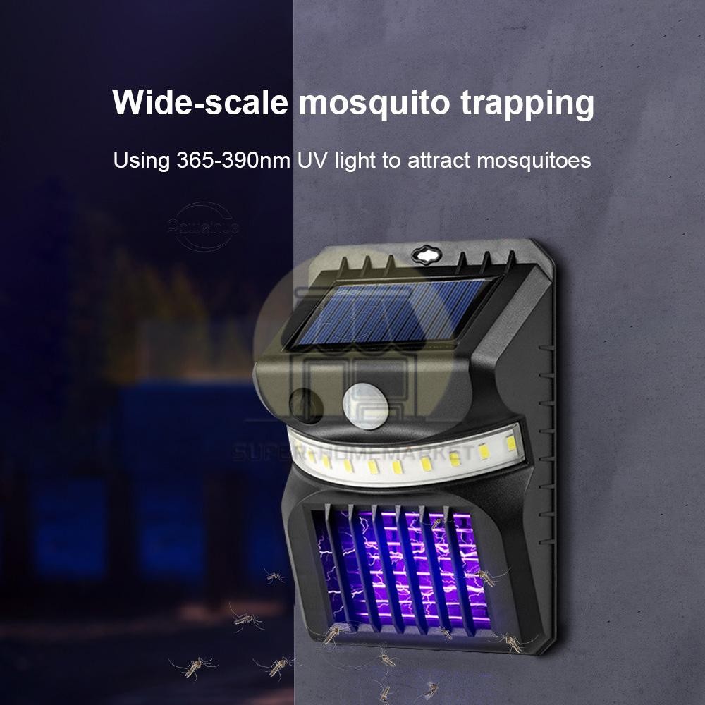 Solar Power Outdoor Mosquito Insect Killer LED Light Trap Fly Bug Zapper Lamps