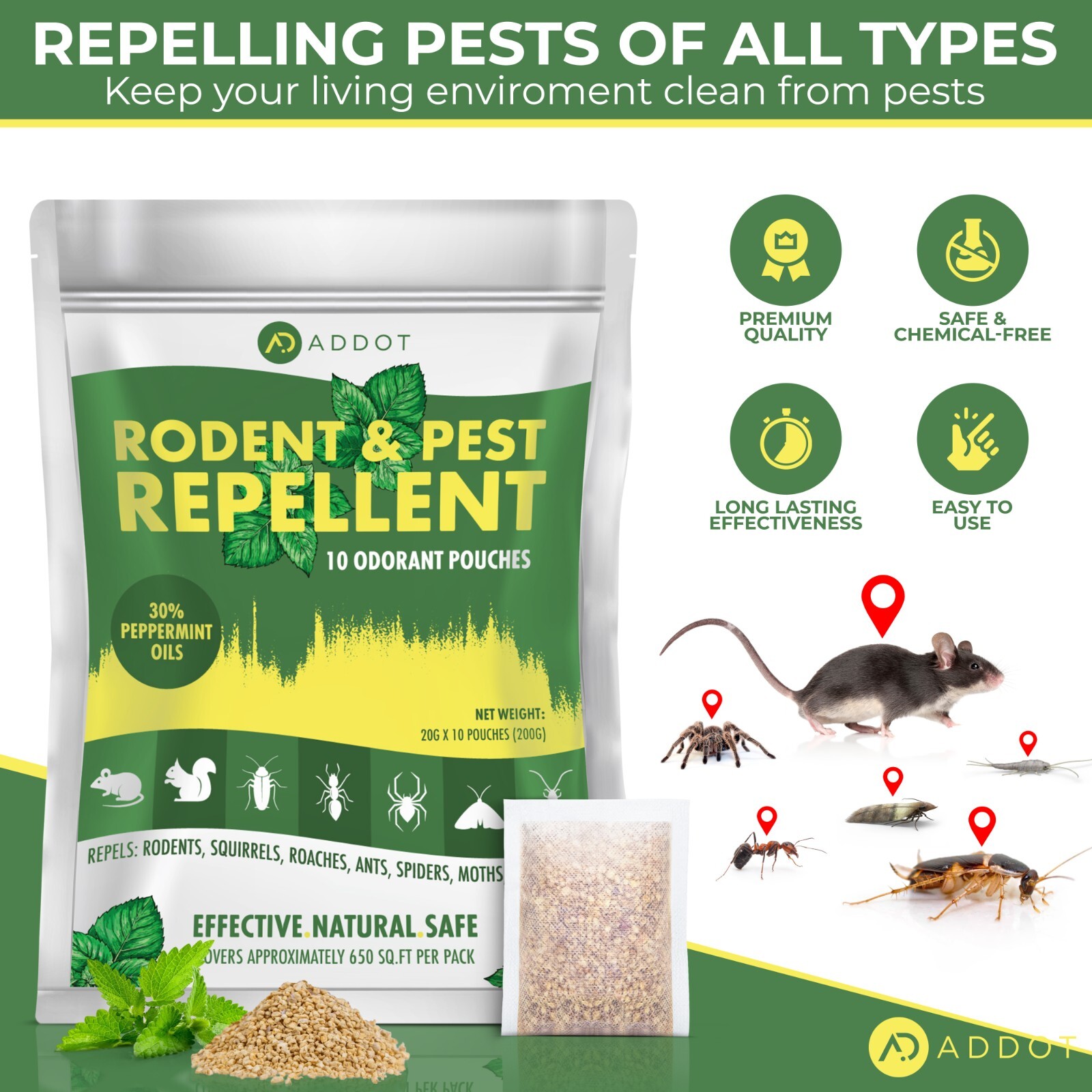 Natural Peppermint Mouse Rodent Pouches 30g 10 pack
