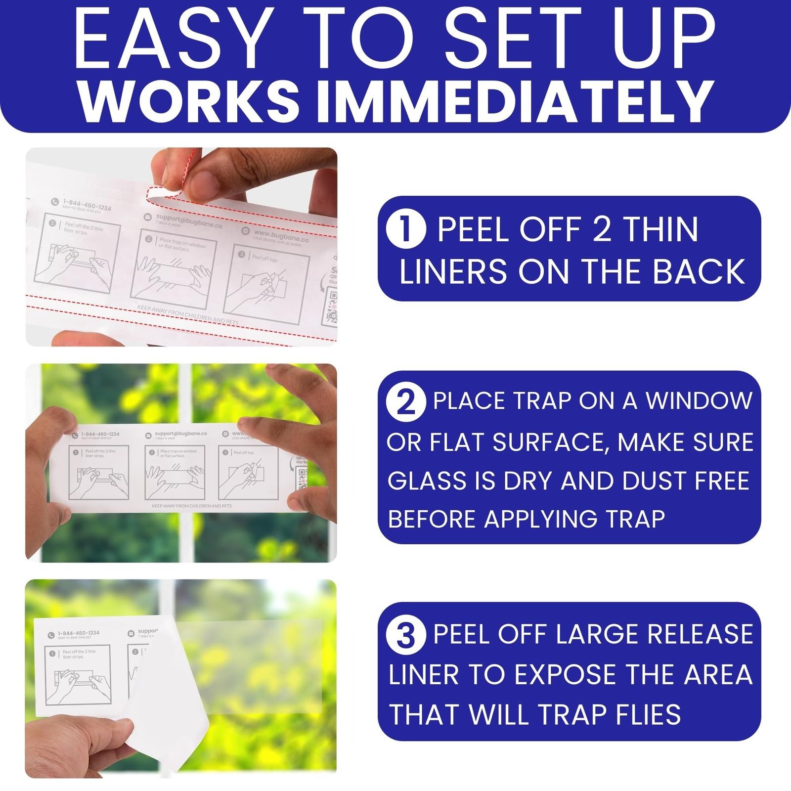 50 Pack Window Fly Traps Sticky Non-toxic Clear Fly Paper Indoor for Home&office