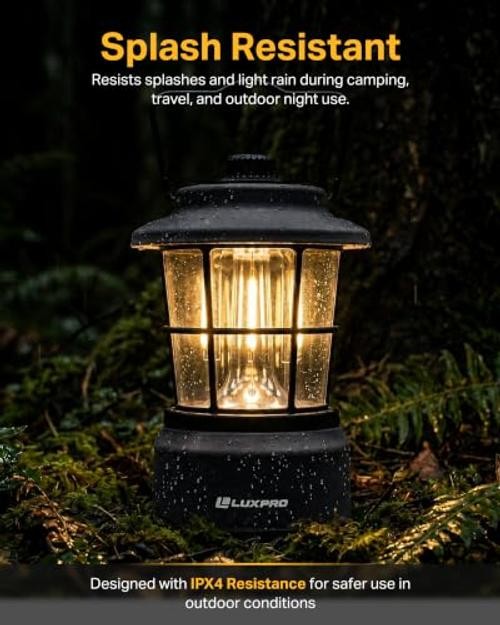 Retro LED Lantern – Battery-Powered Emergency Lantern Pack of 1 Standard Black