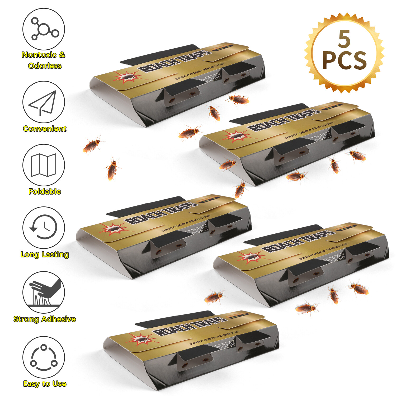 Heavy Duty Roach Glue Traps 5-20 PCS – Non-Toxic Cockroach Insect Catcher Indoor