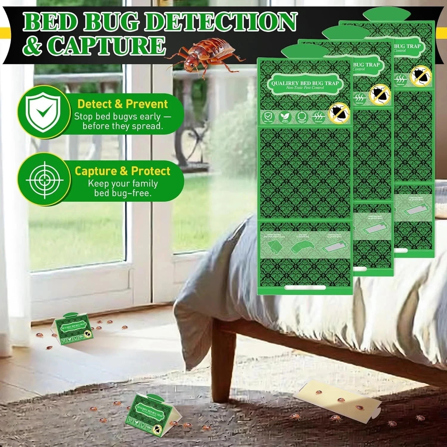 24 Pack Bed Bug Traps, Non Toxic Bedbug Detector for Bed Legs, Bedbug Intercepto