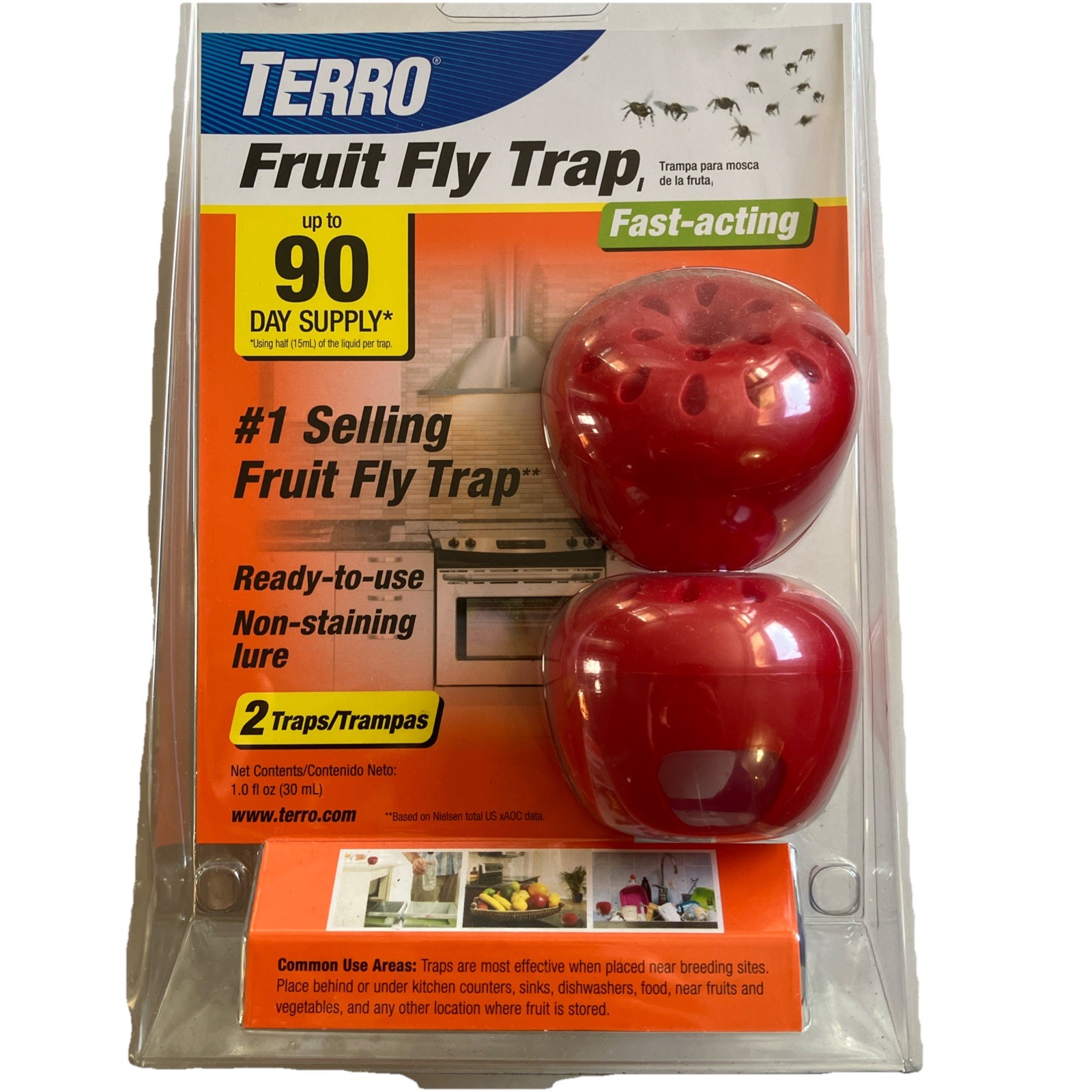 Terro Fruit Fly Trap 2 Traps w/90 Day Supply *NEW* d2