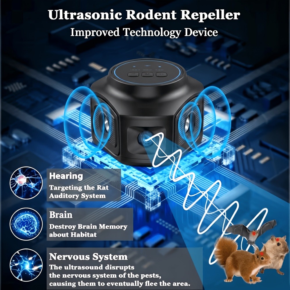 2/1Pcs Black USB Powered Ultrasonic Rodent Repeller