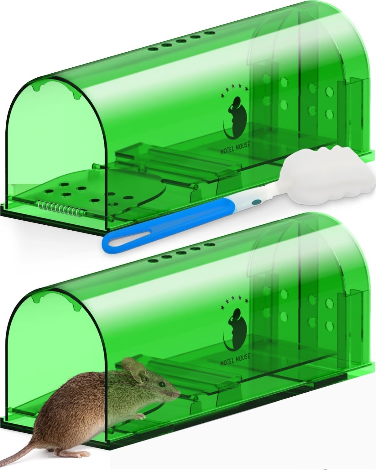 Child and Pet Safe 2-Pack Humane Live Mouse Traps – Cleaning Brush Included