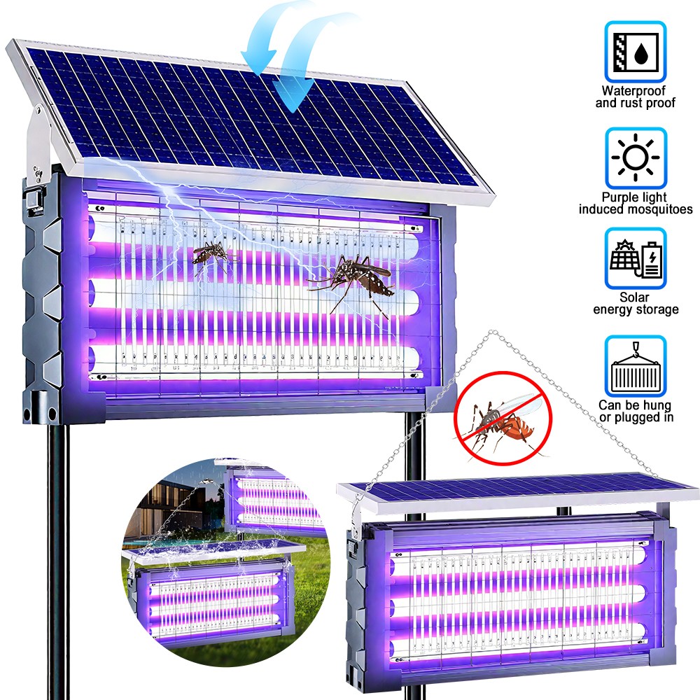 4500V Solar Bug Zapper 20W Mosquito&Fly Zapper Cordless Solar Powered Waterproof