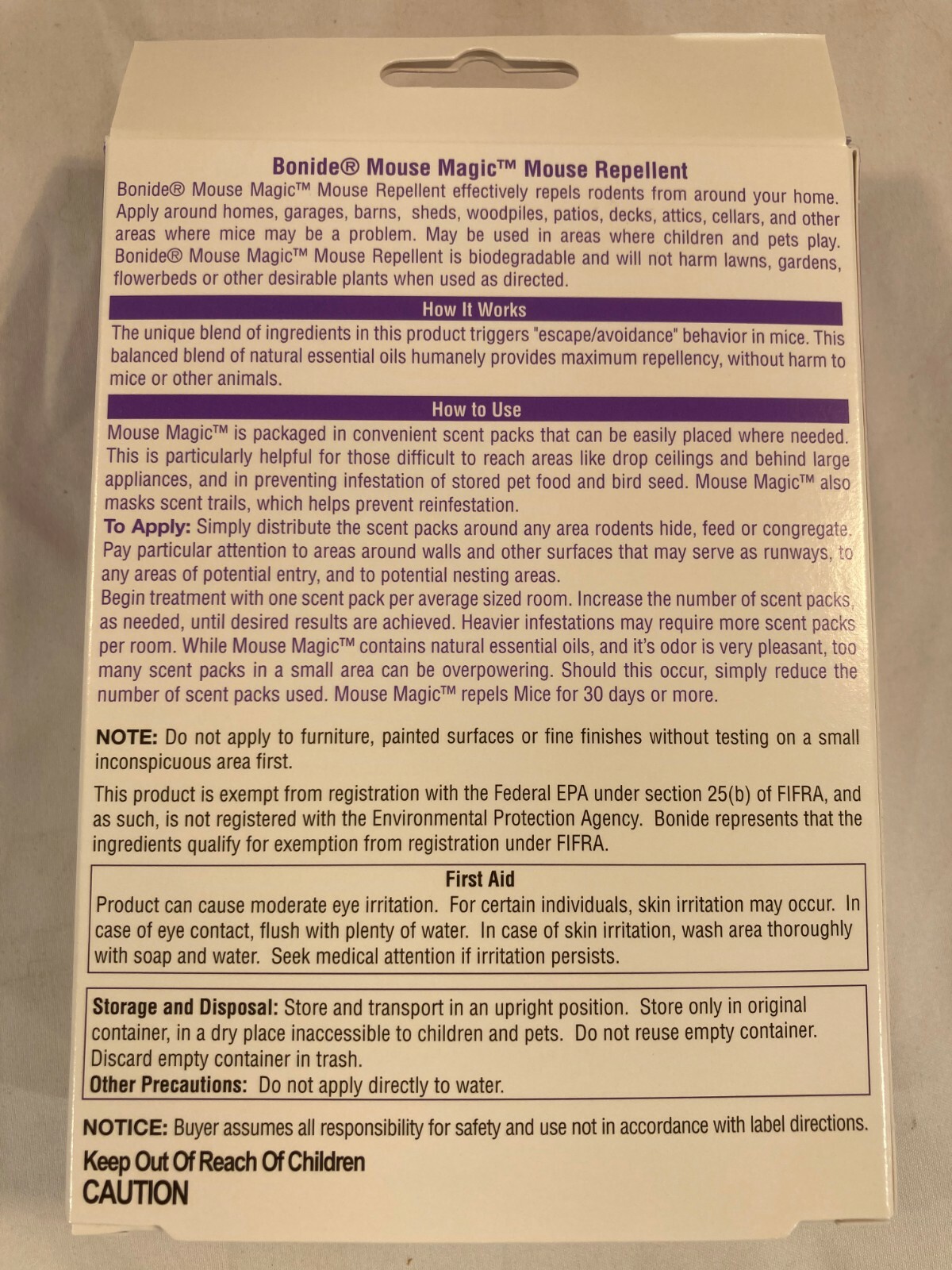 Bonide Mouse Magic Mice Repellent Bait. 4 Ready to use Scent Packs! Pet Safe