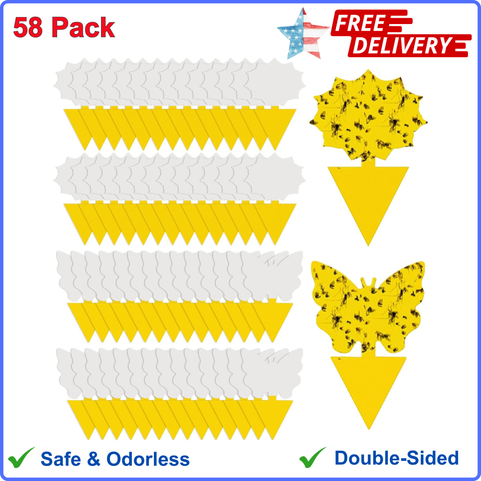 58 Pack Flying Insect Traps for Plants, Yellow Sticky Traps for Gnat, Flying Bug