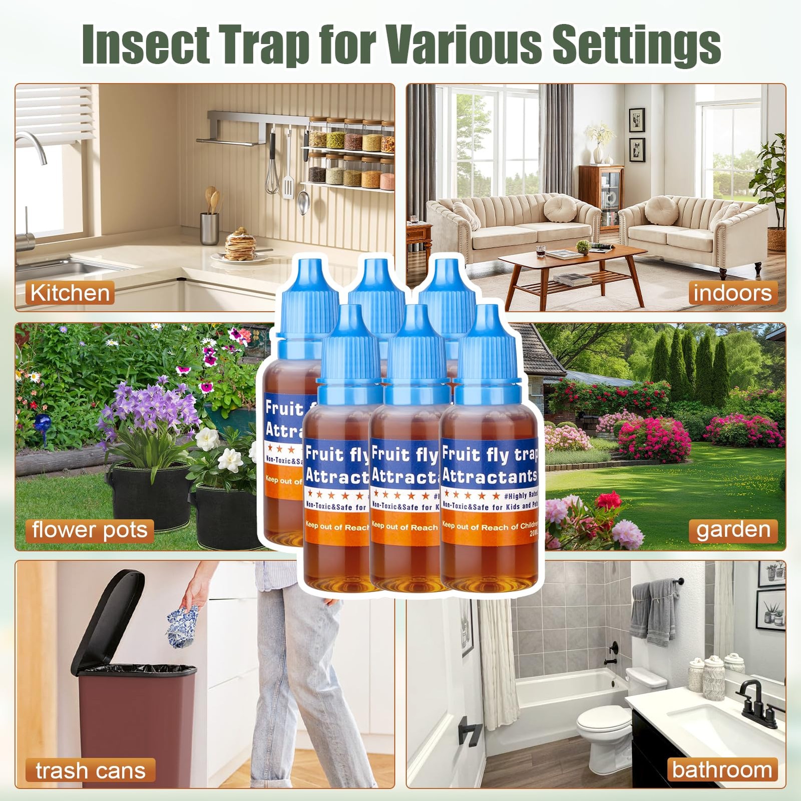Fruit Fly Trap Refill Liquid, Effective Gnat Killer&Fruit Fly Catcher Bait Re…