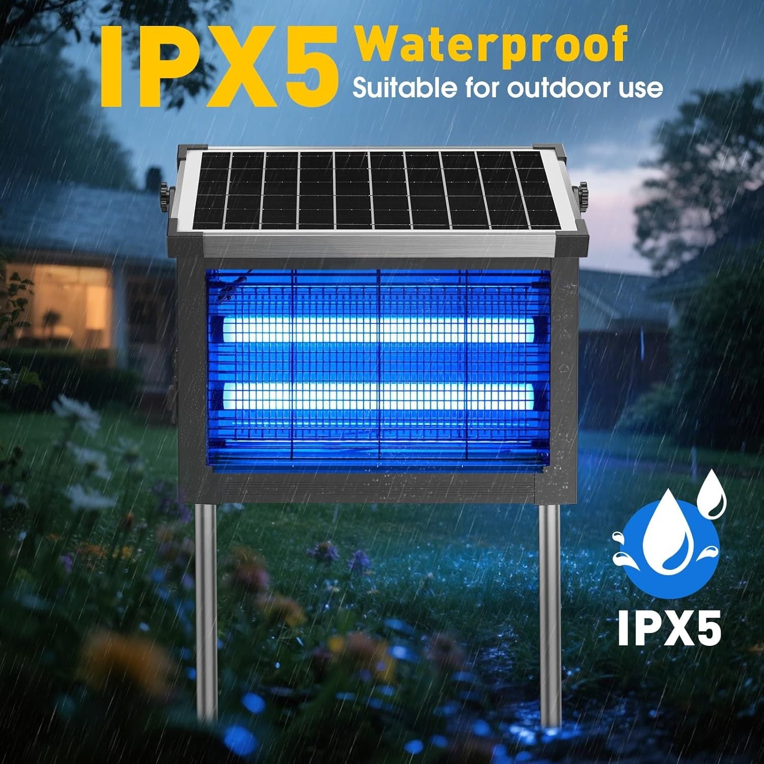 Modern Waterproof Solar Mosquito Zapper – Light-Sensitive Mode & Safety Features
