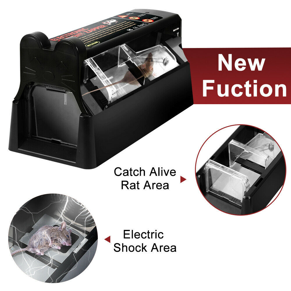 Upgraded Electronic Mouse Trap Control Kill Big Rat Pest Electric Rodent Zapper