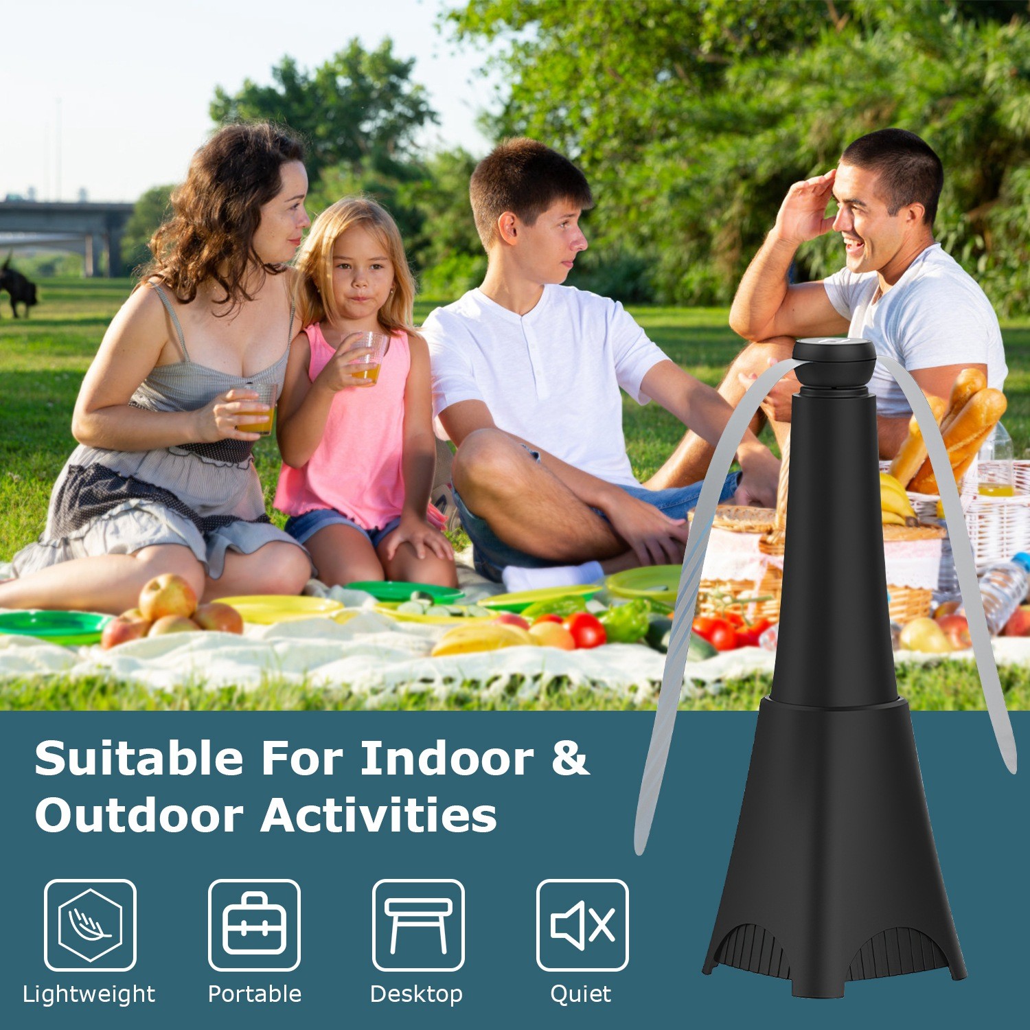 2Pcs Rechargeable Fly Repellent Quiet Fan Hanging&Desktop Fan For Indoor/Outdoor
