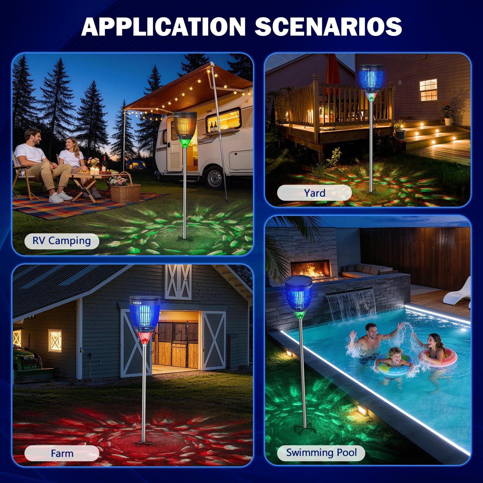 All in 1 Solar Bug Zapper Outdoor, Flame & Projection Mode, Auto/Manual Modes…