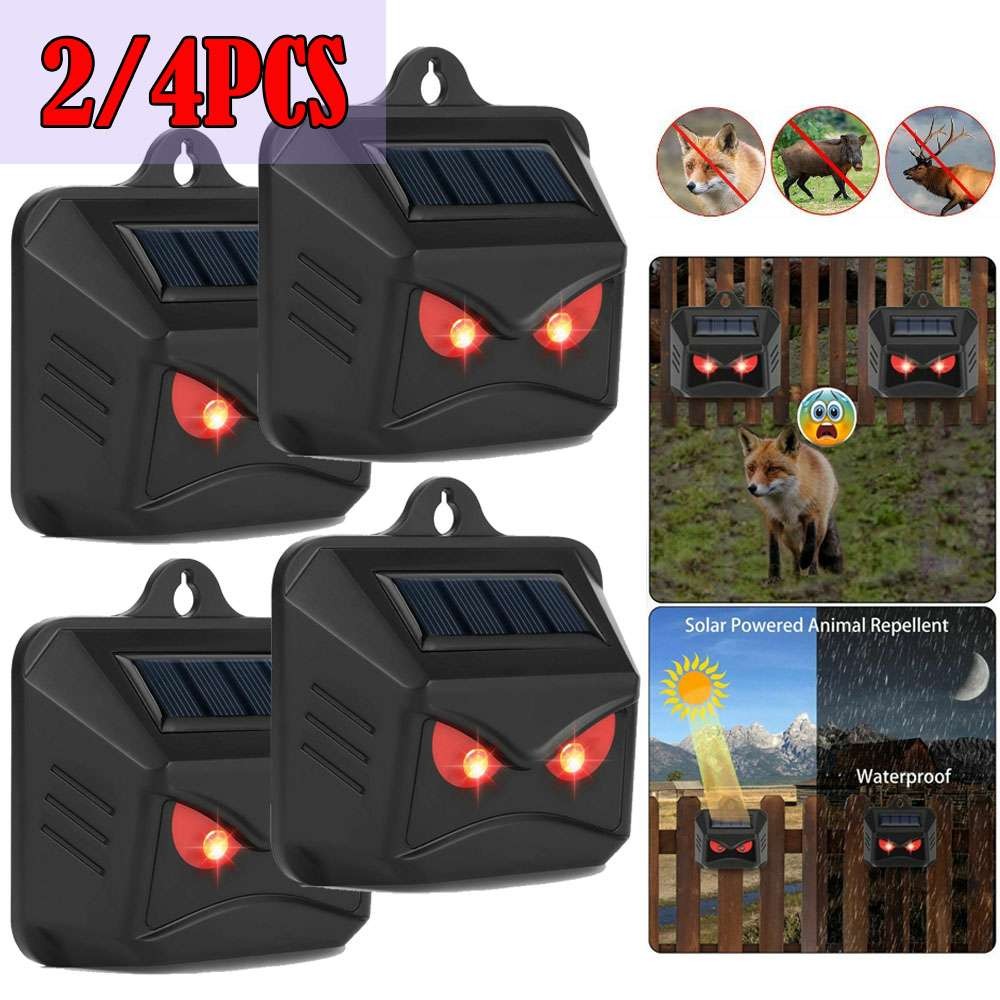 4pcs Solar Animal Repeller Wild Animal Skunk Deer Owl Deterrent For Garden Field