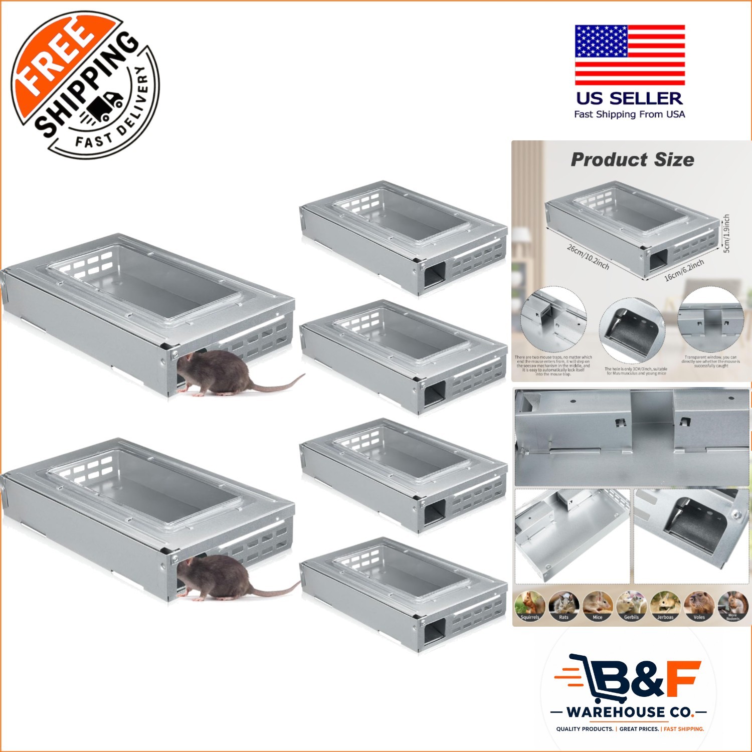 Durable 8 Pack Metal Mouse Traps – Effective Live Capture for Home & Garden